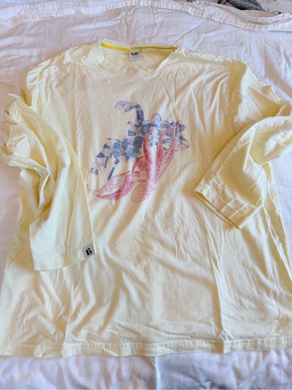 Bonobos Pale Yellow Graphic Tee with Pink & Blue Accents